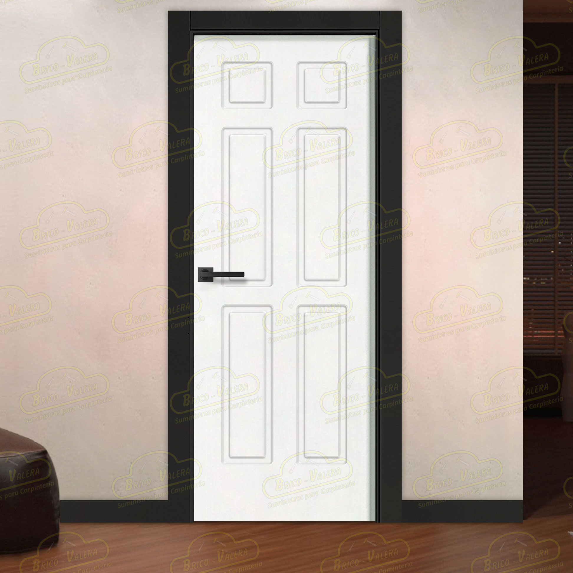 Puerta Premium P16 Lacada Blanca y Negra de Interior en Block (Maciza)