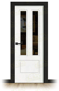 Puerta Premium P21-V2 Lacada Blanca y Negra de Interior en Block (Maciza)