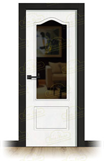 Puerta Premium P-22-V1 Lacada Blanca y Negra de Interior en Block (Maciza)
