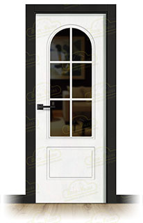 Puerta Premium P42-V6 Lacada Blanca y Negra de Interior en Block (Maciza)