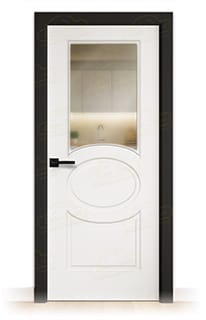 Puerta Premium P620-V1 Lacada Blanca y Negra de Interior en Block (Maciza)