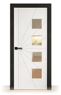 Puerta Premium P-Radial-BV4L Lacada Blanca y Negra de Interior en Block (Maciza)