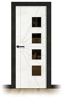Puerta Premium P-Radial-BV4L Lacada Blanca y Negra de Interior en Block (Maciza)