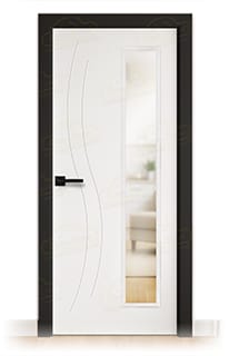 Puerta Premium PANAMÁ-V1L Lacada Blanca y Negra de Interior en Block (Maciza)