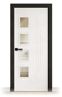 Puerta Premium PL-1100-BV4L Lacada Blanca y Negra de Interior en Block (Maciza)