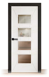 Puerta Premium PL-1200-BV4 Lacada Blanca y Negra de Interior en Block (Maciza)