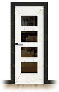 Puerta Premium PL-1200-BV4 Lacada Blanca y Negra de Interior en Block (Maciza)