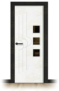 Puerta Premium PL-1300-BV3L Lacada Blanca y Negra de Interior en Block (Maciza)