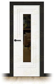 Puerta Premium PL-1400-BV1C Lacada Blanca y Negra de Interior en Block (Maciza)
