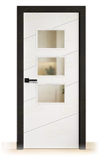 Puerta Premium PL-3100-BZV3 Lacada Blanca y Negra de Interior en Block (Maciza)