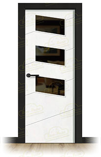 Puerta Premium PL-3100-BZV3 Lacada Blanca y Negra de Interior en Block (Maciza)
