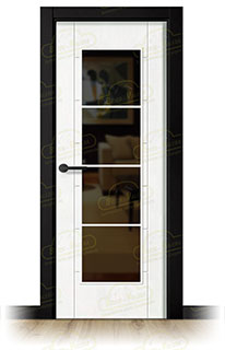 Puerta Premium PL-3200-PV4 Lacada Blanca y Negra de Interior en Block (Maciza)