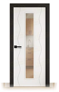 Puerta Premium PL-3400 V1C Lacada Blanca y Negra de Interior en Block (Maciza)