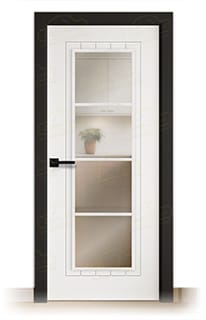Puerta Premium PL-3600-PV4 Lacada Blanca y Negra de Interior en Block (Maciza)