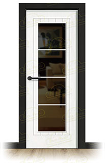 Puerta Premium PL-3600-PV4 Lacada Blanca y Negra de Interior en Block (Maciza)