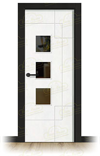 Puerta Premium PL-4500-BZV3L Lacada Blanca y Negra de Interior en Block (Maciza)