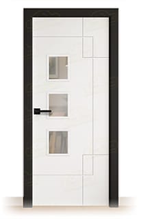 Puerta Premium PL-4500-BZV3L Lacada Blanca y Negra de Interior en Block (Maciza)