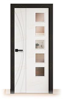 Puerta Premium PL-Madrid-BV5L Lacada Blanca y Negra de Interior en Block (Maciza)