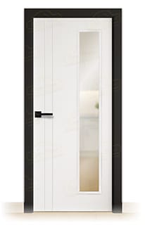 Puerta Premium PV2-V1L Lacada Blanca y Negra de Interior en Block (Maciza)