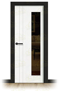 Puerta Premium PV2-V1L Lacada Blanca y Negra de Interior en Block (Maciza)