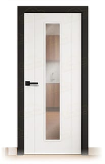 Puerta Premium PVP1-V1C Lacada Blanca y Negra de Interior en Block (Maciza)