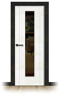 Puerta Premium PVP1-V1C Lacada Blanca y Negra de Interior en Block (Maciza)
