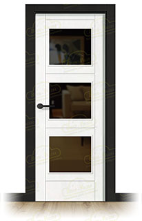 Puerta Premium PVP4M-BV3 Lacada Blanca y Negra de Interior en Block (Maciza)
