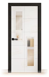 Puerta Premium PVT10-V2 Lacada Blanca y Negra de Interior en Block (Maciza)