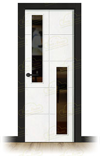Puerta Premium PVT10-V2 Lacada Blanca y Negra de Interior en Block (Maciza)
