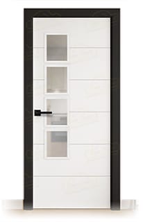 Puerta Premium PVT7-BV4L Lacada Blanca y Negra de Interior en Block (Maciza)