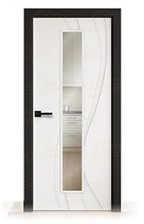 Puerta Premium Ramblas V1C Lacada Blanca y Negra de Interior en Block (Maciza)