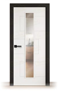 Puerta Premium SOL-V1C Lacada Blanca y Negra de Interior en Block (Maciza)