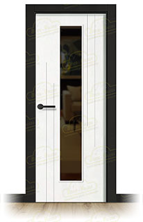 Puerta Premium TAJO-V1C Lacada Blanca y Negra de Interior en Block (Maciza)