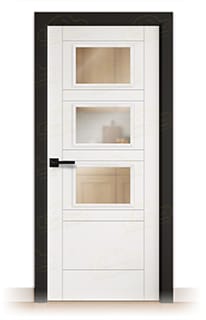 Puerta Premium Valencia BZV3 Lacada Blanca y Negra de Interior en Block (Maciza)