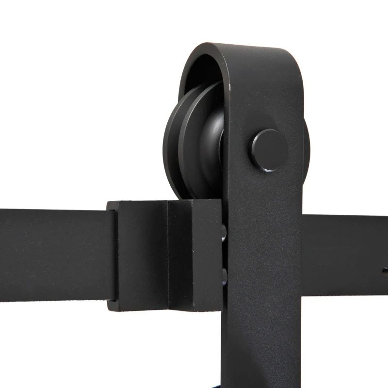 Herraje Puerta Corredera 200 cm Kit de Riel Adecuado para 1 Puerta Granja de Madera de 100 cm de Ancho Acero de Carbono Carga Máx. 90 kg