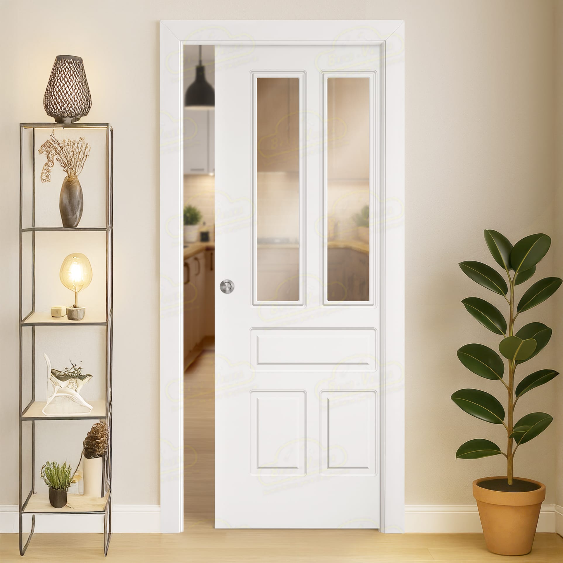 Puerta Corredera Aranjuez-V2 de Interior Lacada Blanca
