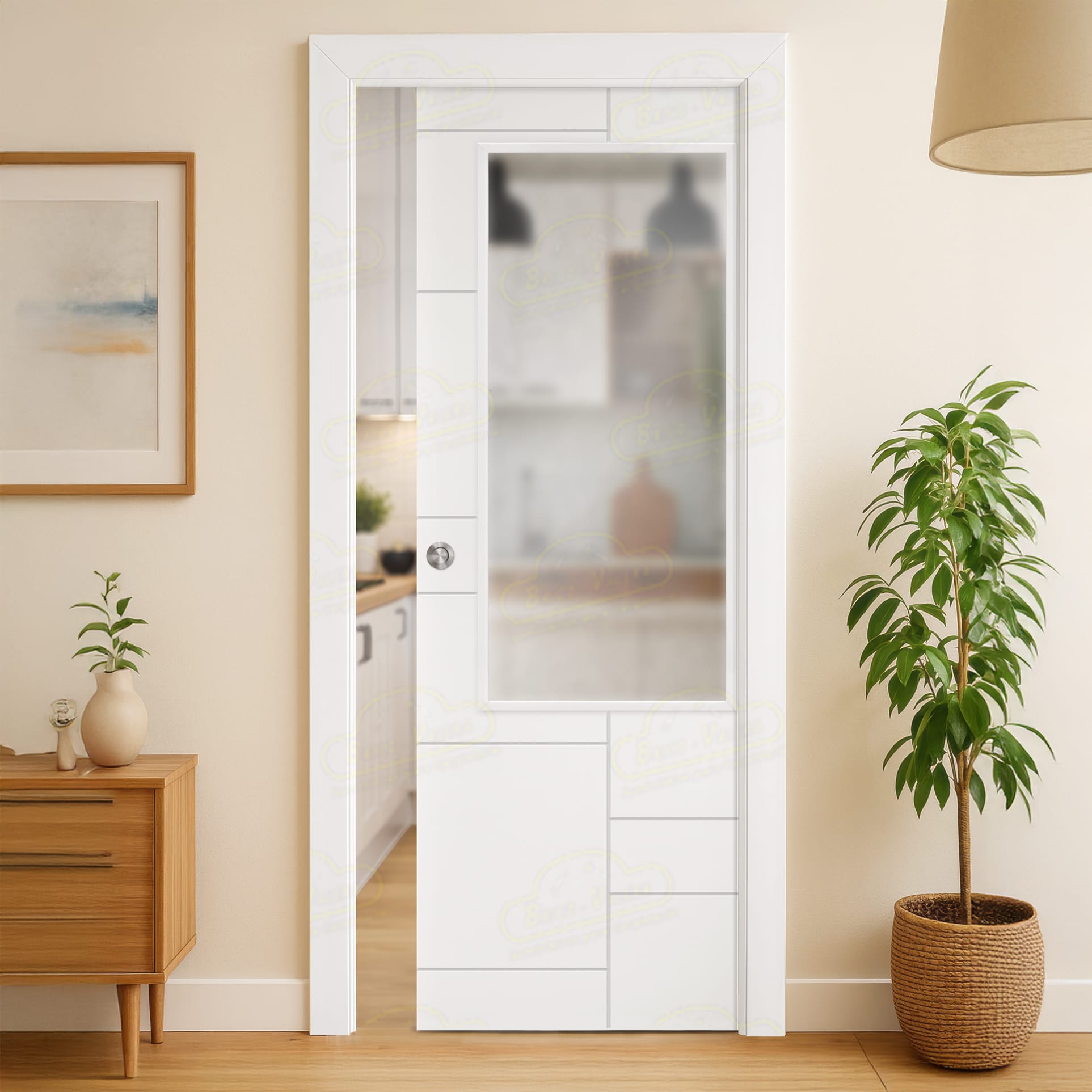 Puerta Corredera Alezkar-ZV1 de Interior Lacada Blanca