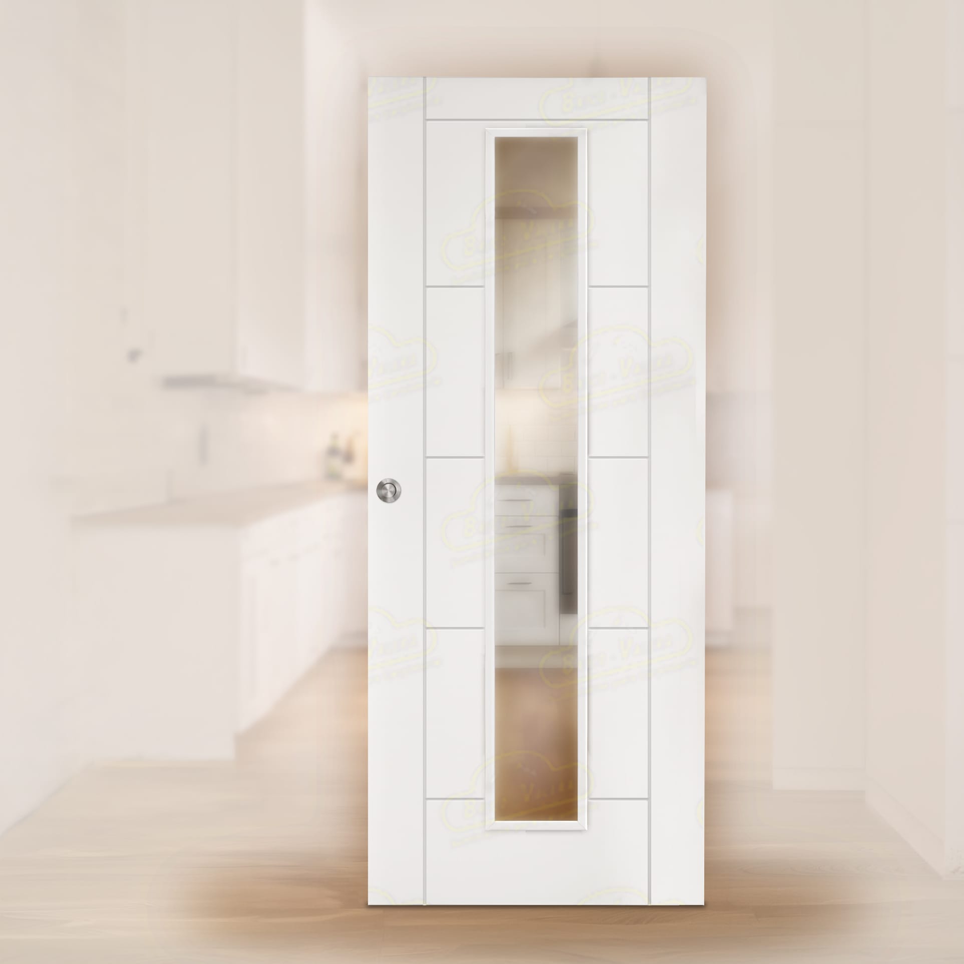 Puerta Corredera Asturias-V1C de Interior Lacada Blanca