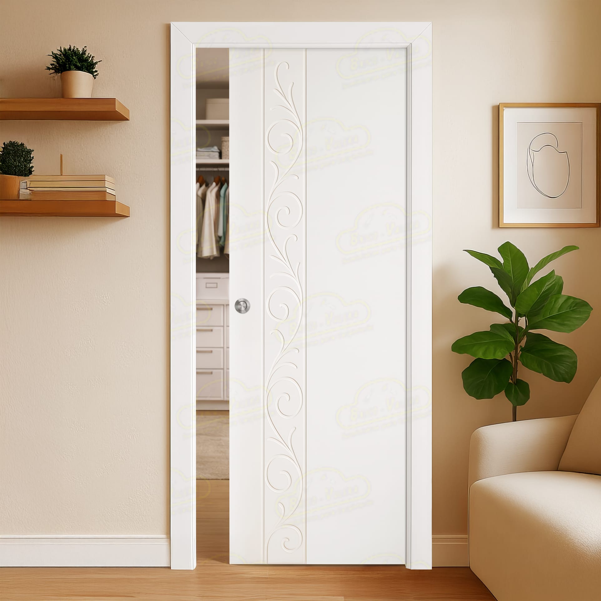 Puerta Corredera Barcelona de Interior Lacada Blanca