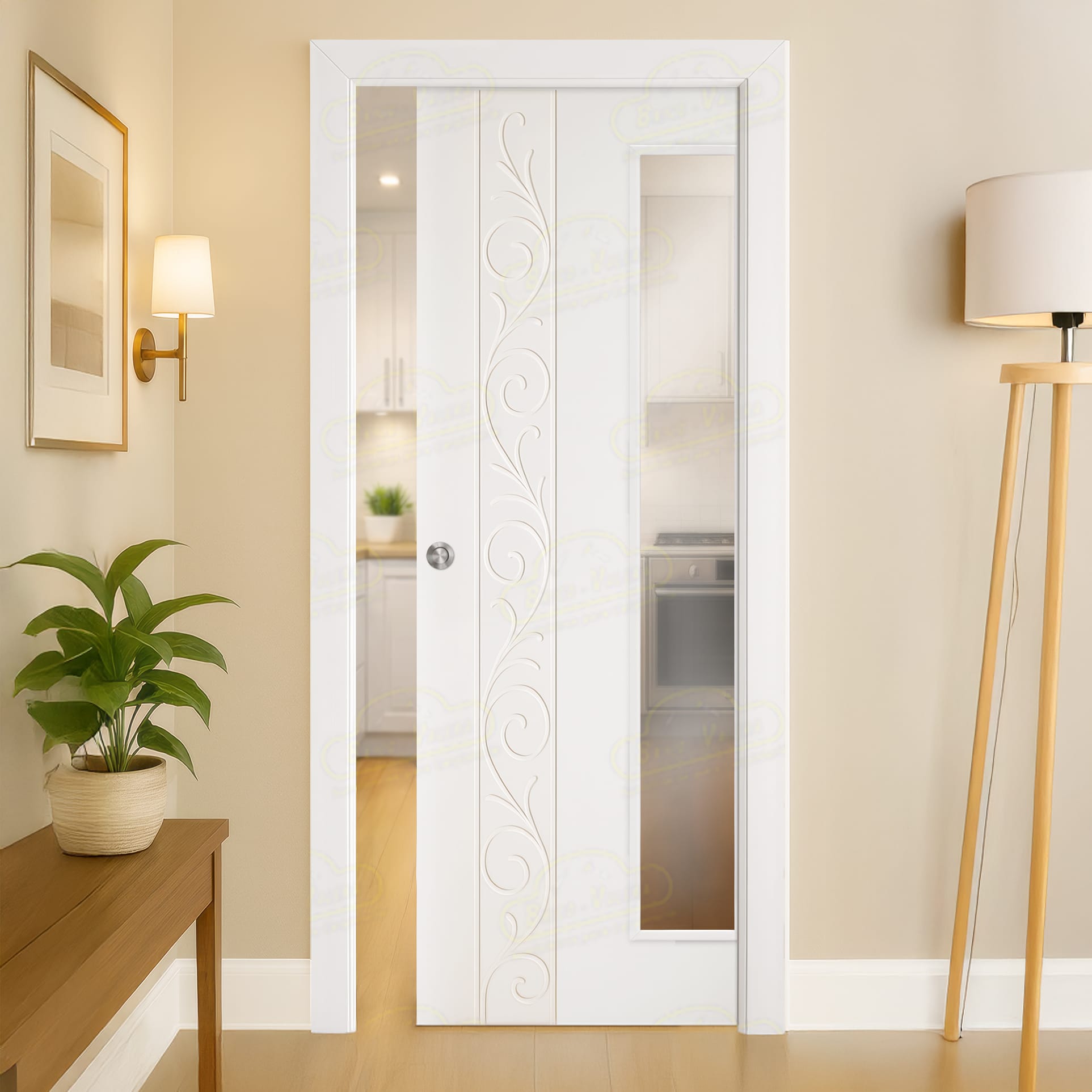 Puerta Corredera Barcelona-V1L de Interior Lacada Blanca
