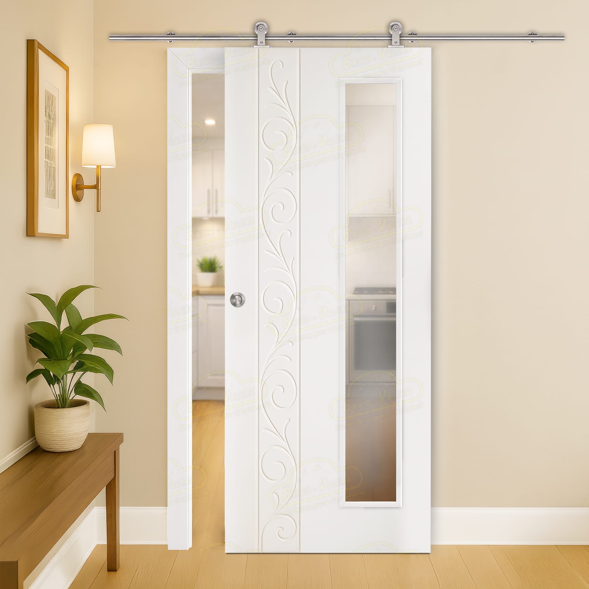 Puerta Corredera Barcelona-V1L de Interior Lacada Blanca