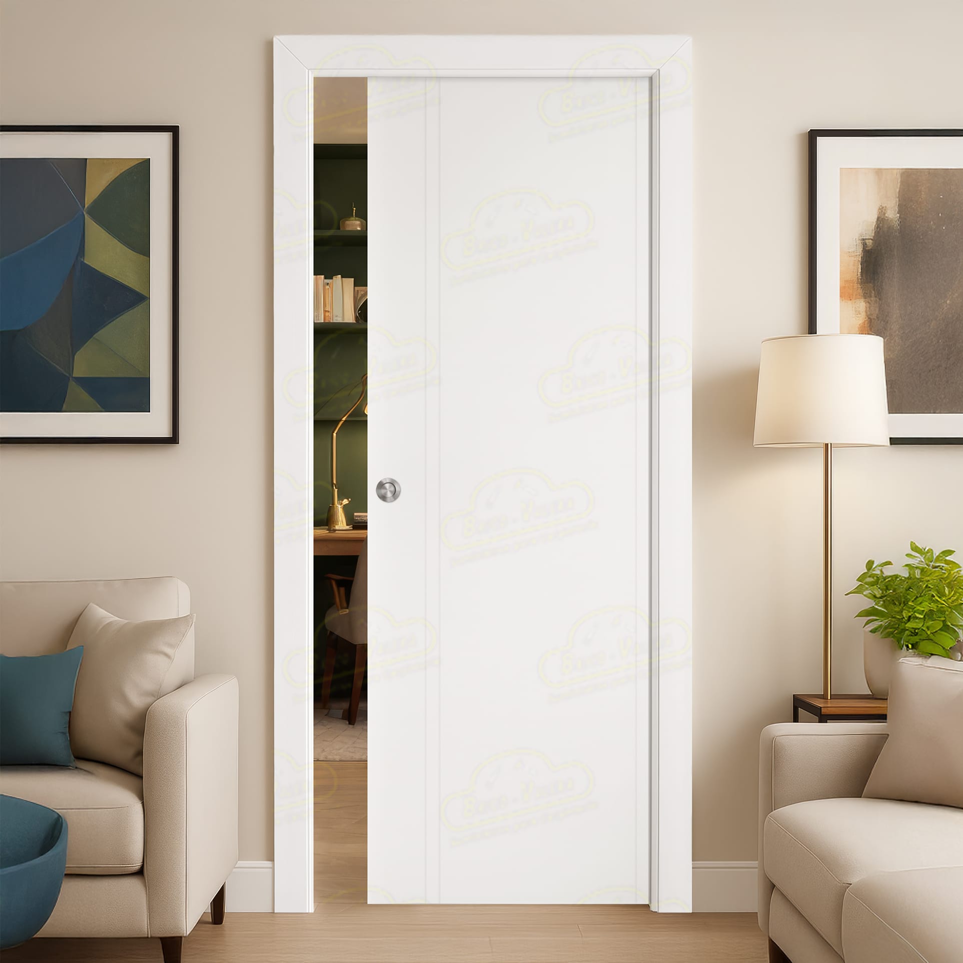 Puerta Corredera Galicia de Interior Lacada Blanca