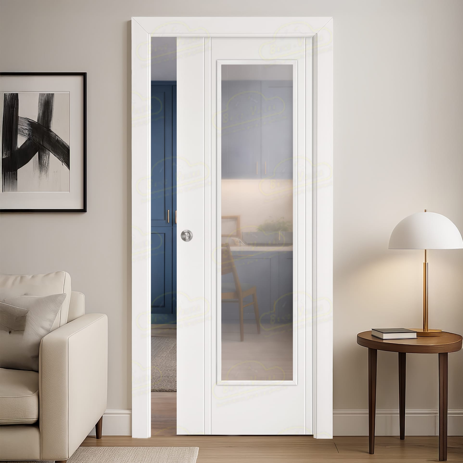 Puerta Corredera Galicia-V1 de Interior Lacada Blanca