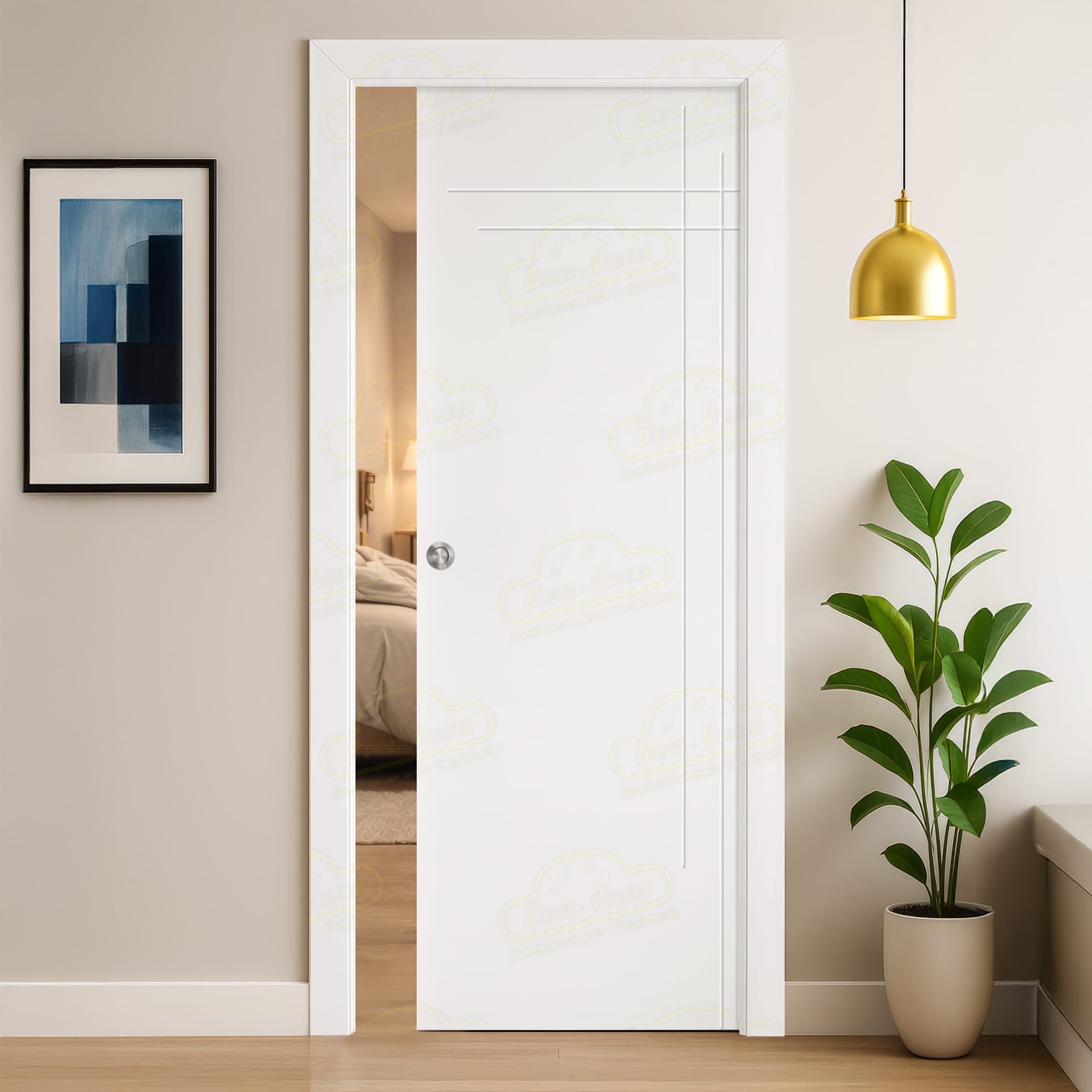 Puerta Corredera Gauss de Interior Lacada Blanca