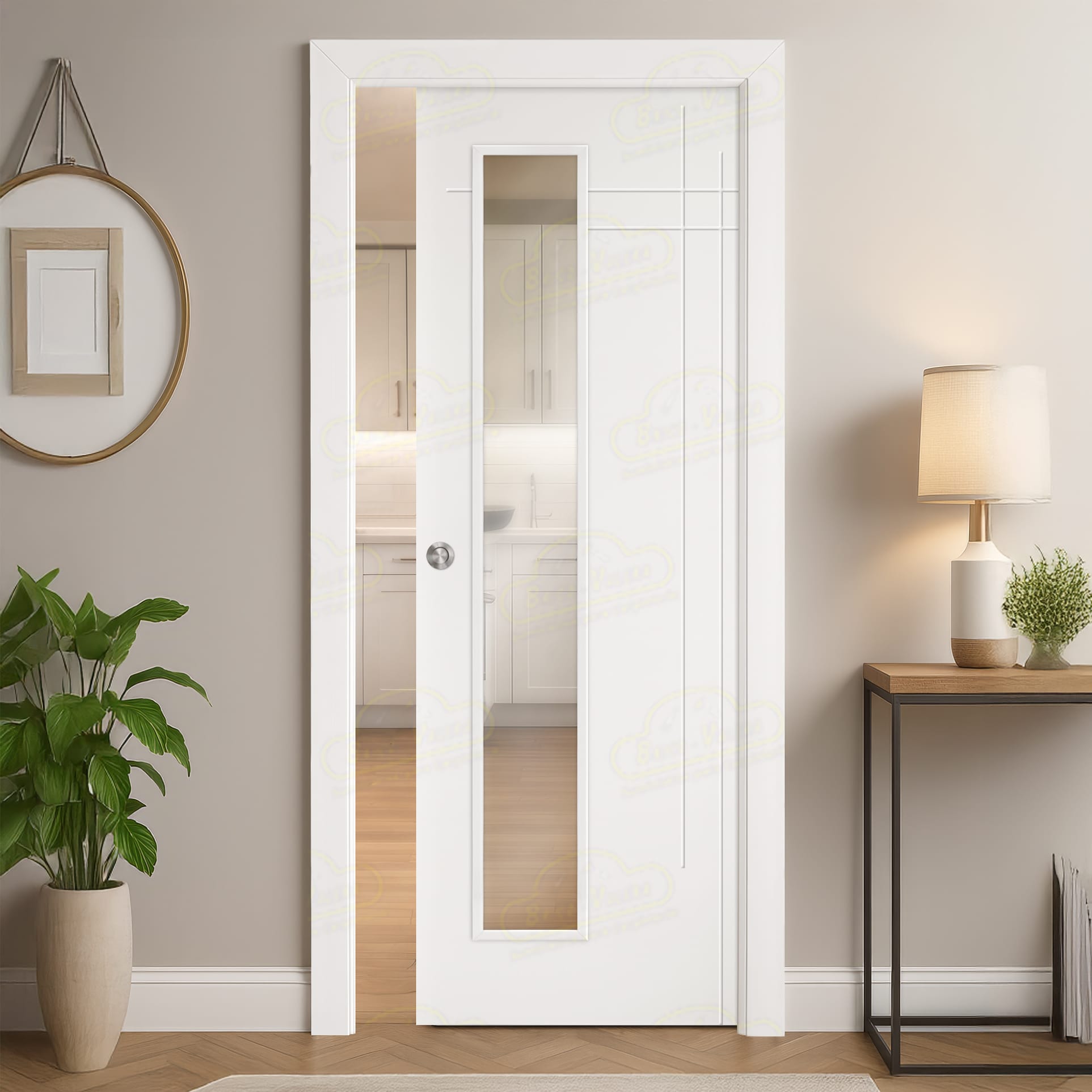 Puerta Corredera Gauss-V1L de Interior Lacada Blanca