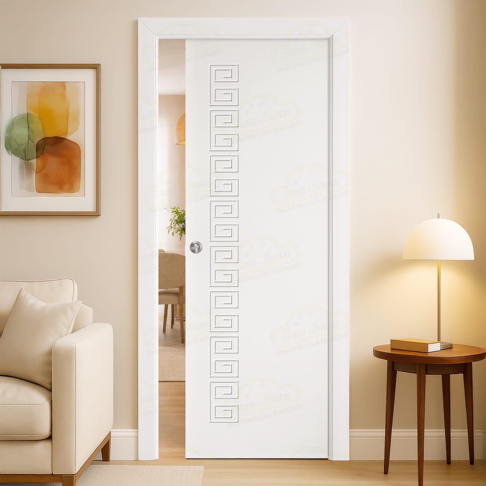 Puerta Corredera Grecia de Interior Lacada Blanca