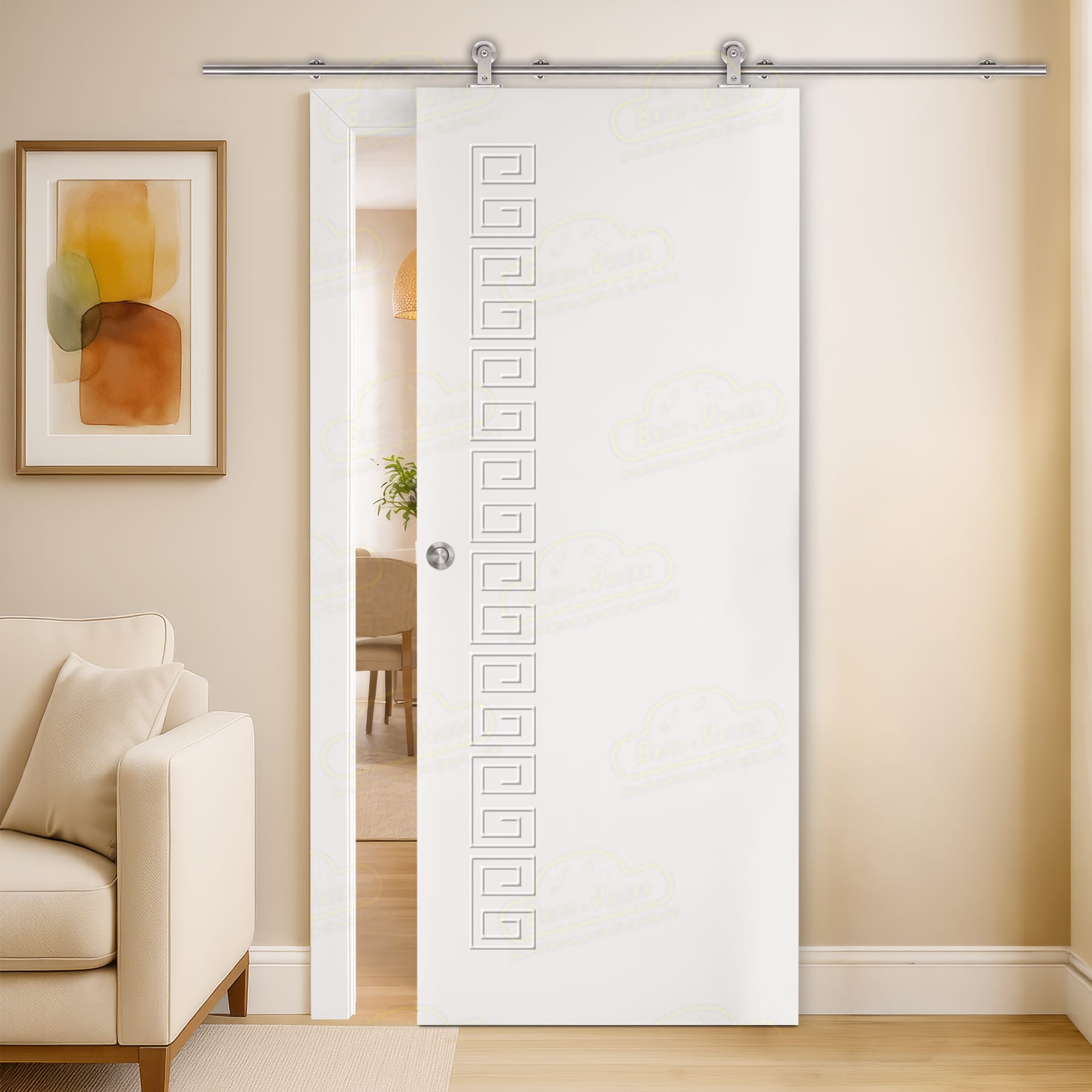 Puerta Corredera Grecia de Interior Lacada Blanca