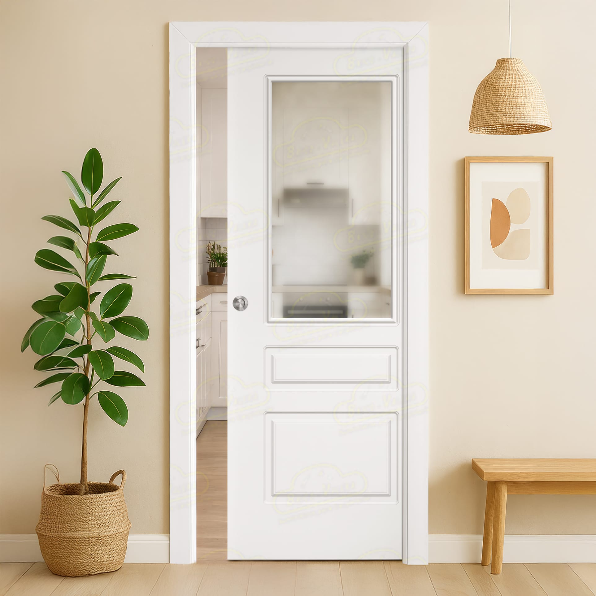 Puerta Corredera LP-13-V1 de Interior Lacada Blanca