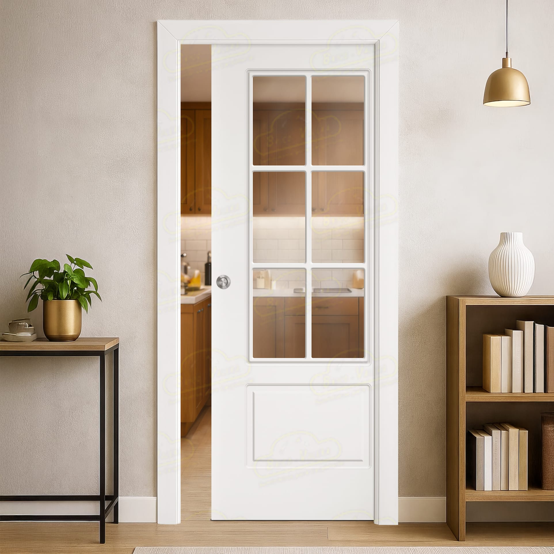 Puerta Corredera P-12-V6 de Interior Lacada Blanca