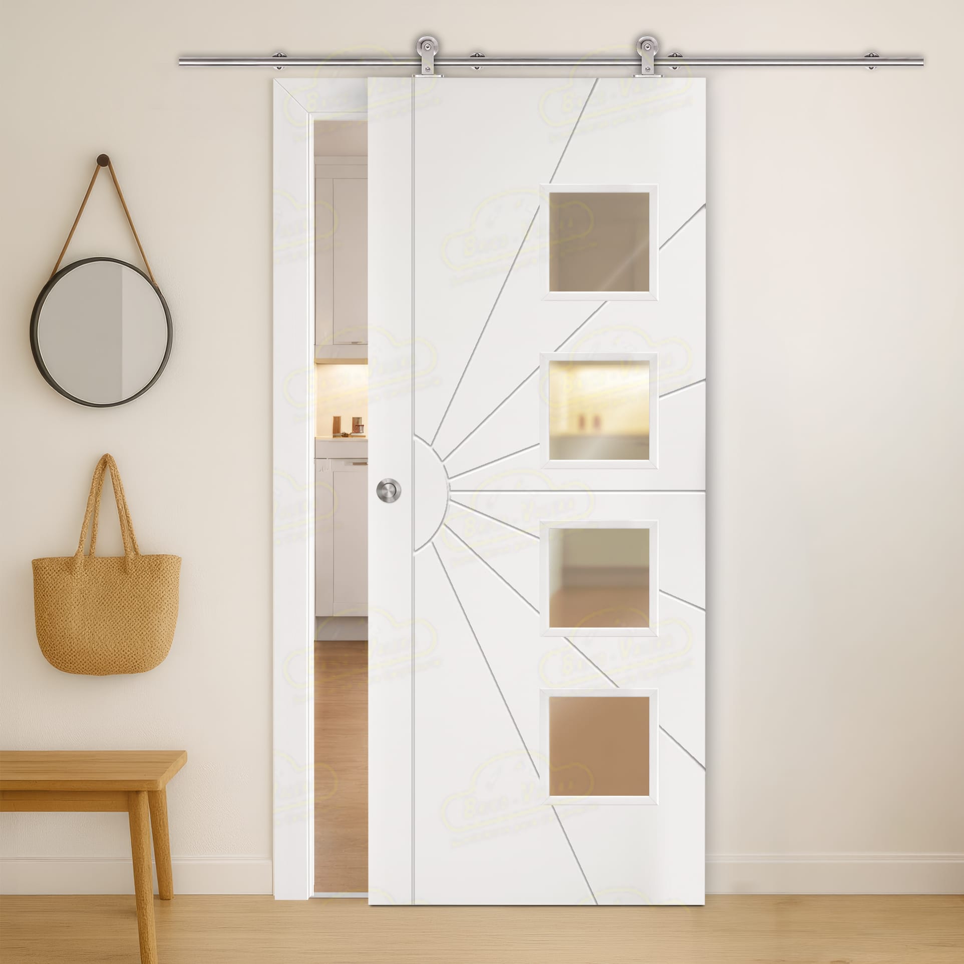 Puerta Corredera P-Radial de Interior Lacada Blanca